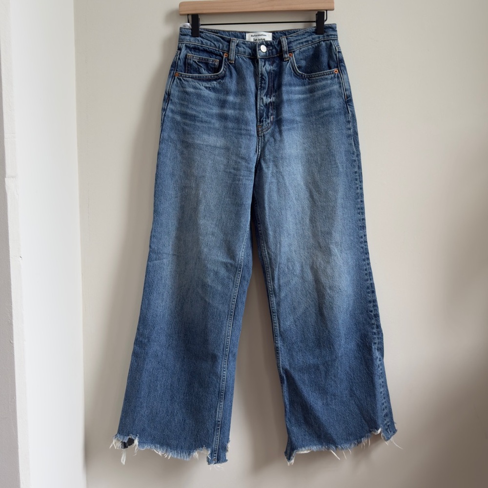 Reformation Cary High Rise Cropped Wide-Leg Jeans